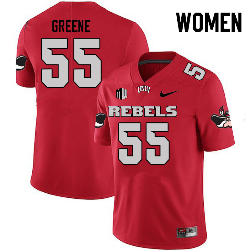Women #55 Matthew Greene UNLV Rebels College Football Jerseys Stitched Sale-Scarlet - Click Image to Close